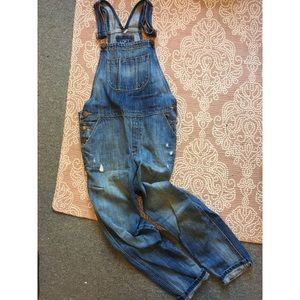 LOFT Distressed Denim Overalls - SP